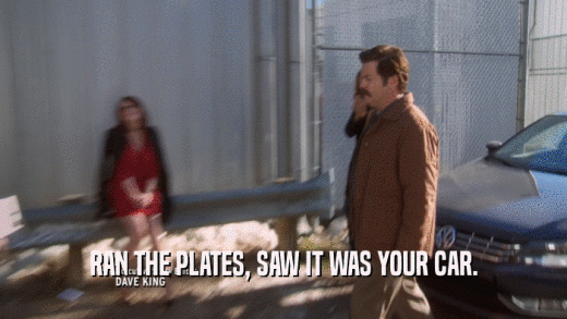 RAN THE PLATES, SAW IT WAS YOUR CAR.  