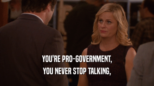 YOU'RE PRO-GOVERNMENT,
 YOU NEVER STOP TALKING,
 