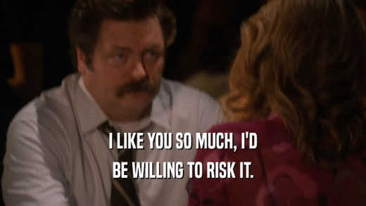 I LIKE YOU SO MUCH, I'D BE WILLING TO RISK IT. 