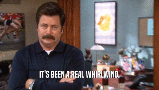 IT'S BEEN A REAL WHIRLWIND.  