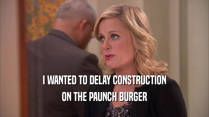 I WANTED TO DELAY CONSTRUCTION ON THE PAUNCH BURGER 