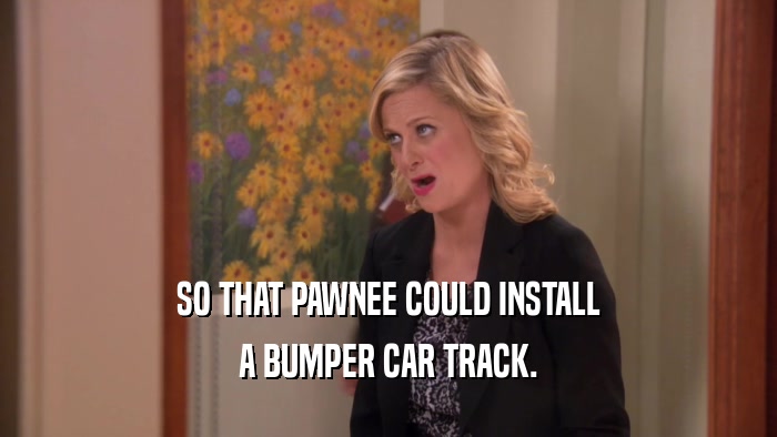 SO THAT PAWNEE COULD INSTALL A BUMPER CAR TRACK. 