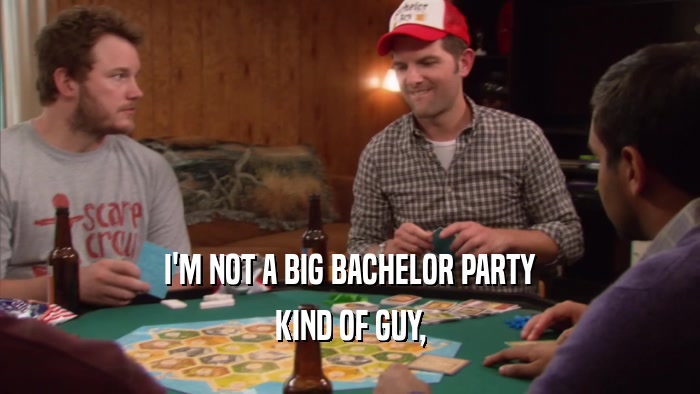 I'M NOT A BIG BACHELOR PARTY KIND OF GUY, 
