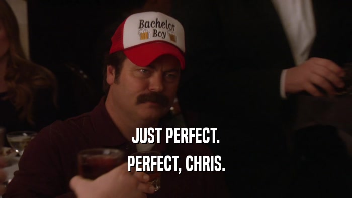 JUST PERFECT. PERFECT, CHRIS. 