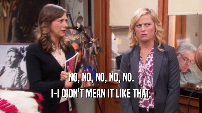 NO, NO, NO, NO, NO. I-I DIDN'T MEAN IT LIKE THAT. 
