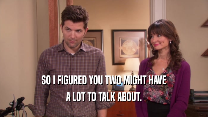 SO I FIGURED YOU TWO MIGHT HAVE A LOT TO TALK ABOUT. 