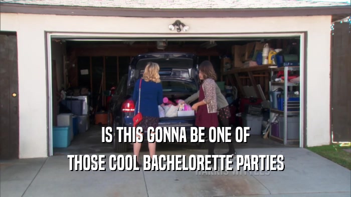 IS THIS GONNA BE ONE OF THOSE COOL BACHELORETTE PARTIES 