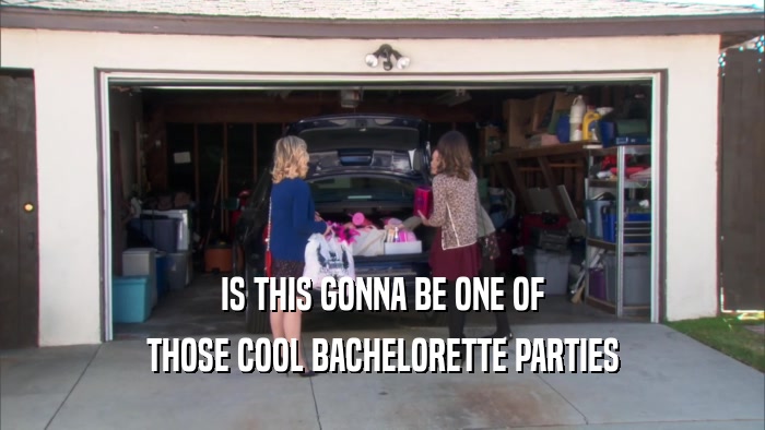 IS THIS GONNA BE ONE OF THOSE COOL BACHELORETTE PARTIES 