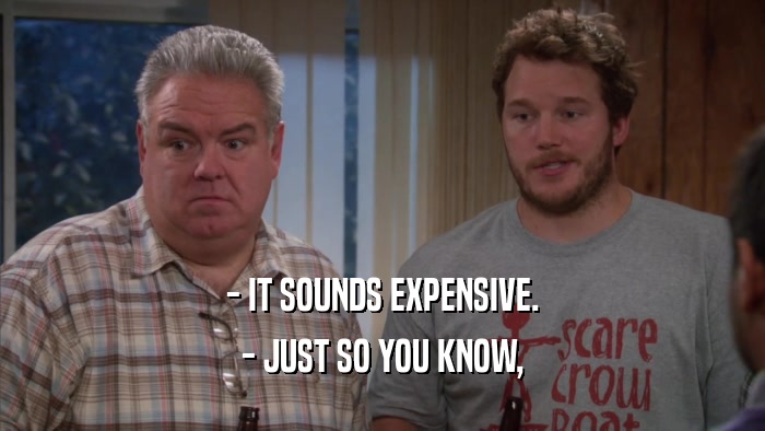 - IT SOUNDS EXPENSIVE. - JUST SO YOU KNOW, 