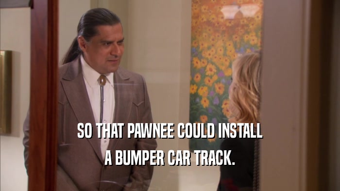 SO THAT PAWNEE COULD INSTALL A BUMPER CAR TRACK. 