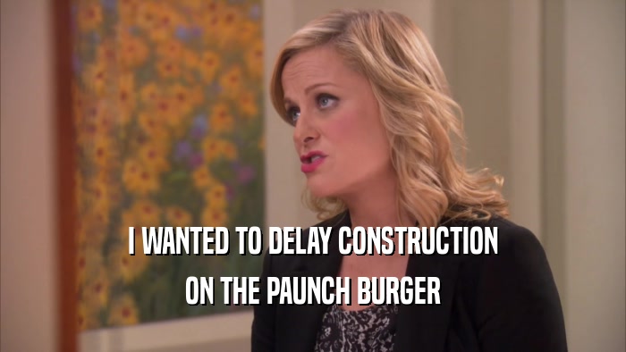 I WANTED TO DELAY CONSTRUCTION ON THE PAUNCH BURGER 