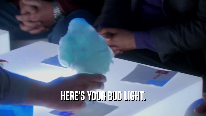 HERE'S YOUR BUD LIGHT.  