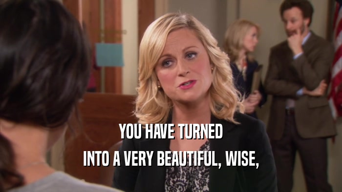YOU HAVE TURNED INTO A VERY BEAUTIFUL, WISE, 