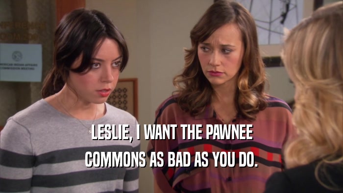 LESLIE, I WANT THE PAWNEE COMMONS AS BAD AS YOU DO. 
