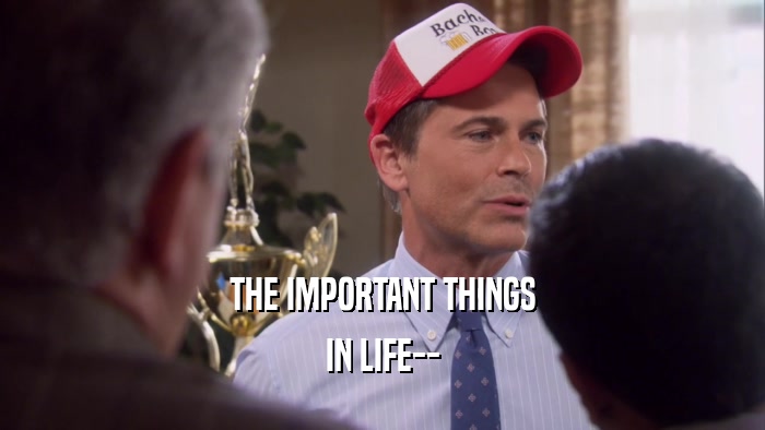 THE IMPORTANT THINGS IN LIFE-- 