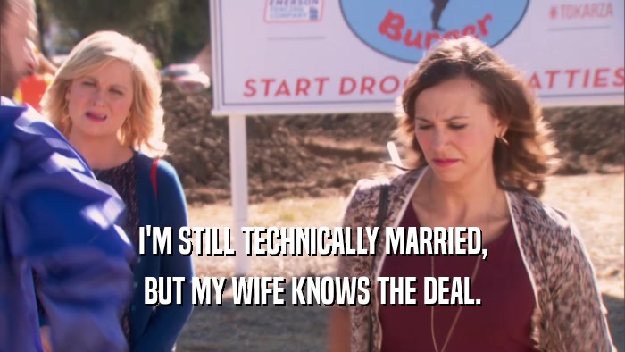 I'M STILL TECHNICALLY MARRIED, BUT MY WIFE KNOWS THE DEAL. 