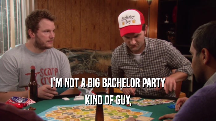 I'M NOT A BIG BACHELOR PARTY KIND OF GUY, 