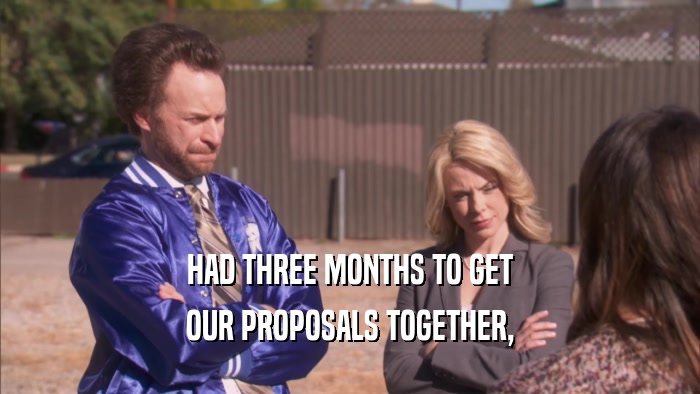 HAD THREE MONTHS TO GET OUR PROPOSALS TOGETHER, 