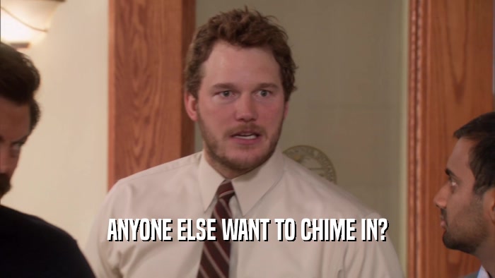 ANYONE ELSE WANT TO CHIME IN?  