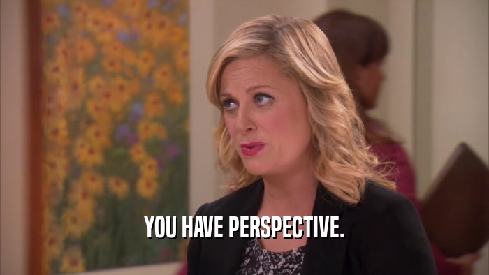 YOU HAVE PERSPECTIVE.  