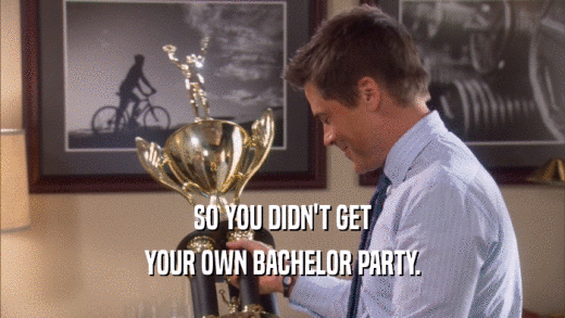 SO YOU DIDN'T GET YOUR OWN BACHELOR PARTY. 