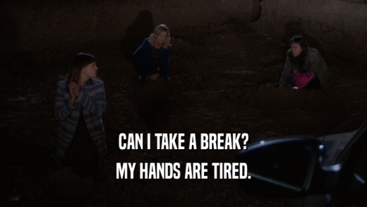 CAN I TAKE A BREAK? MY HANDS ARE TIRED. 