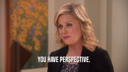 YOU HAVE PERSPECTIVE.  