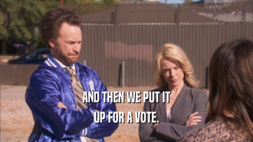 AND THEN WE PUT IT UP FOR A VOTE. 