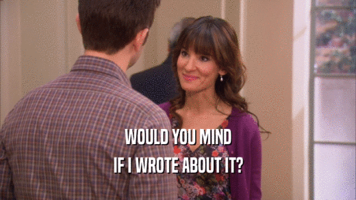 WOULD YOU MIND IF I WROTE ABOUT IT? 