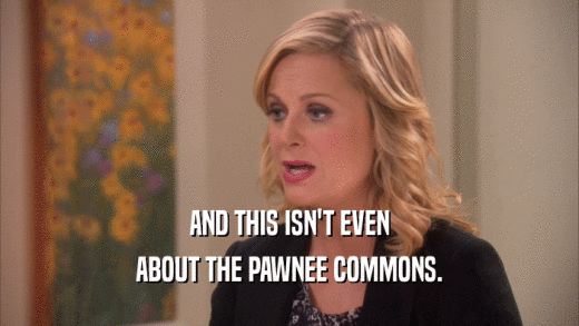 AND THIS ISN'T EVEN ABOUT THE PAWNEE COMMONS. 