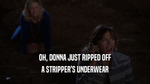 OH, DONNA JUST RIPPED OFF A STRIPPER'S UNDERWEAR 