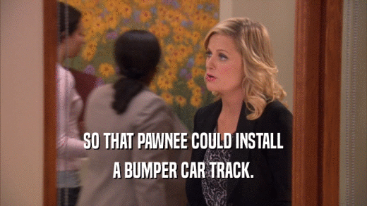 SO THAT PAWNEE COULD INSTALL A BUMPER CAR TRACK. 