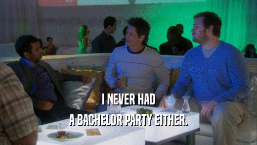 I NEVER HAD A BACHELOR PARTY EITHER. 