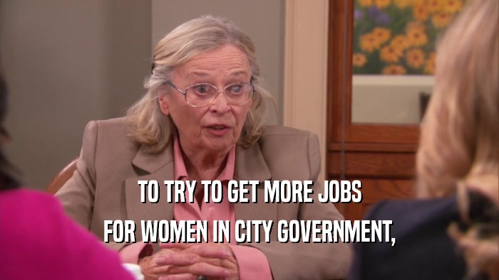TO TRY TO GET MORE JOBS FOR WOMEN IN CITY GOVERNMENT, 