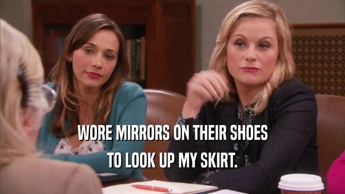 WORE MIRRORS ON THEIR SHOES TO LOOK UP MY SKIRT. 