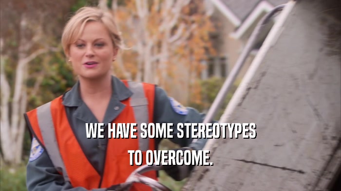 WE HAVE SOME STEREOTYPES TO OVERCOME. 