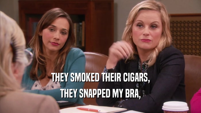 THEY SMOKED THEIR CIGARS, THEY SNAPPED MY BRA, 