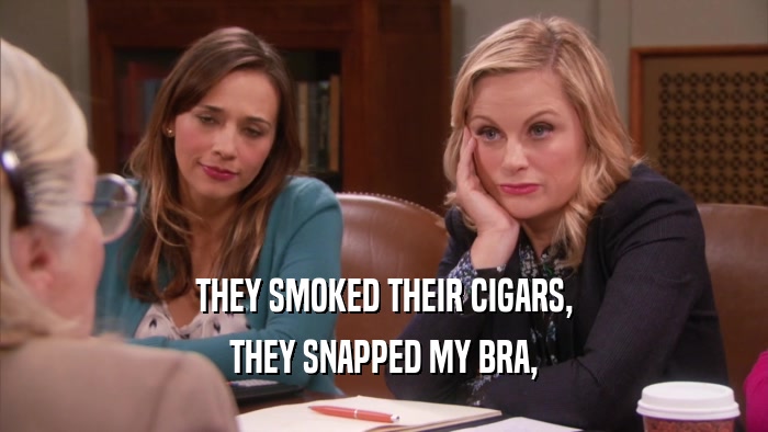 THEY SMOKED THEIR CIGARS, THEY SNAPPED MY BRA, 