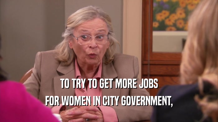 TO TRY TO GET MORE JOBS FOR WOMEN IN CITY GOVERNMENT, 