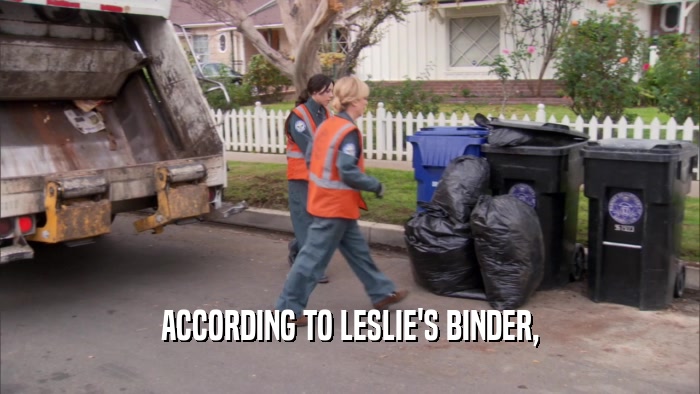 ACCORDING TO LESLIE'S BINDER,  