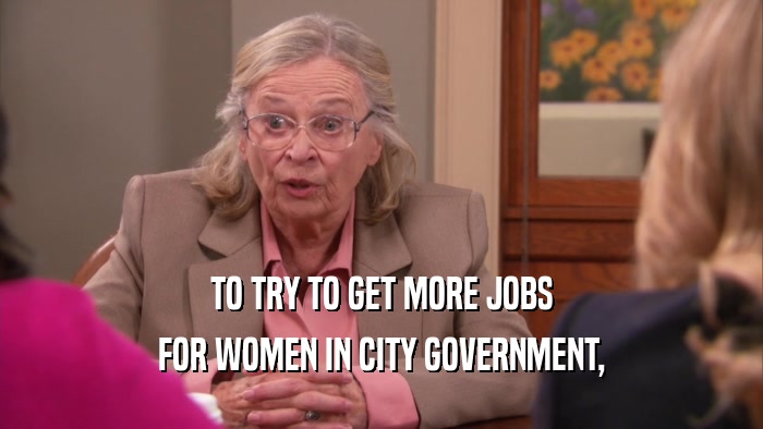 TO TRY TO GET MORE JOBS FOR WOMEN IN CITY GOVERNMENT, 