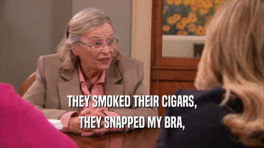 THEY SMOKED THEIR CIGARS, THEY SNAPPED MY BRA, 