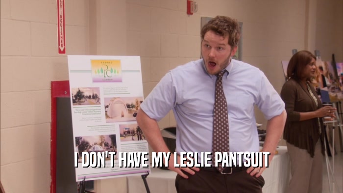 I DON'T HAVE MY LESLIE PANTSUIT  