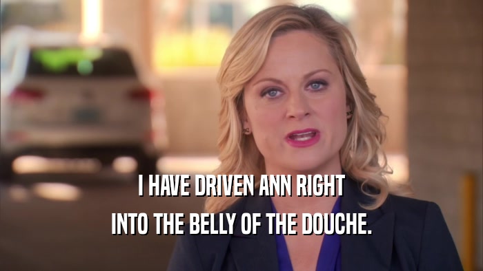 I HAVE DRIVEN ANN RIGHT INTO THE BELLY OF THE DOUCHE. 
