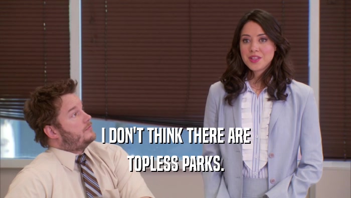 I DON'T THINK THERE ARE TOPLESS PARKS. 
