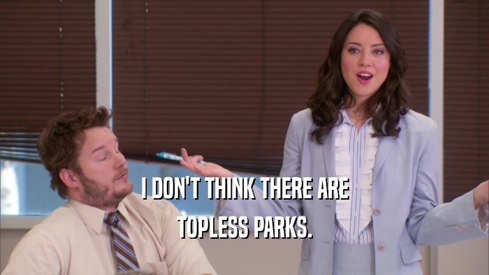 I DON'T THINK THERE ARE TOPLESS PARKS. 