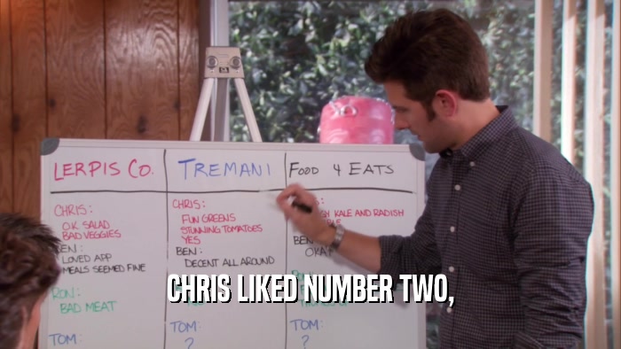 CHRIS LIKED NUMBER TWO,  