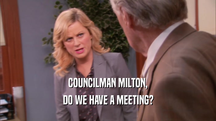 COUNCILMAN MILTON, DO WE HAVE A MEETING? 