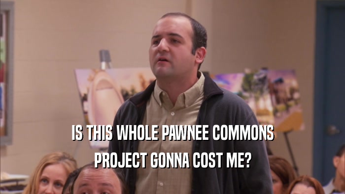 IS THIS WHOLE PAWNEE COMMONS PROJECT GONNA COST ME? 