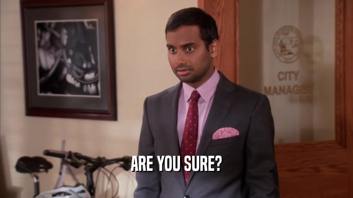 ARE YOU SURE?  